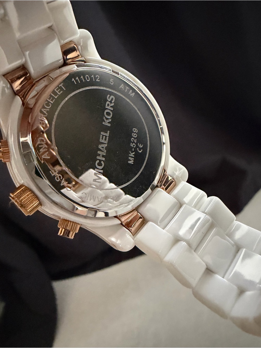 Michael Kors MK5269 Ladies White Ceramic Watch RoseGold Swarovski Crystals Bezel - Picture 13 of 13